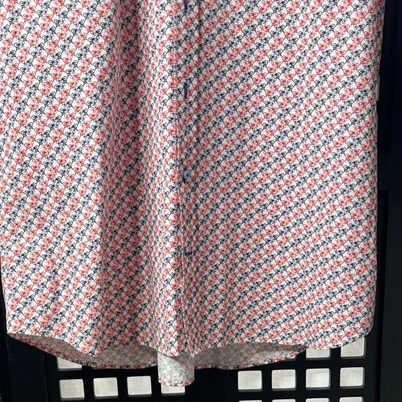 ❤️ Neiman Marcus Red Blue Bike Print Button Down Short Sleeve Shirt Men’s XXL ❤️ - Picture 7 of 16